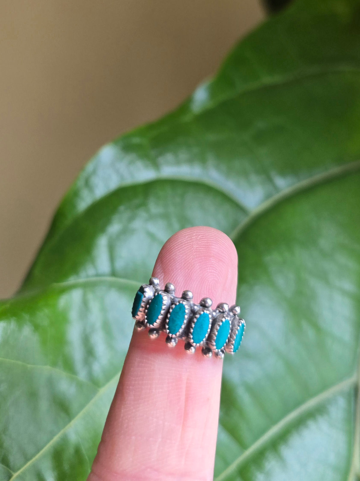 Zuni Native American Sterling Silver and Needlepoint Turquoise Ring (as is)