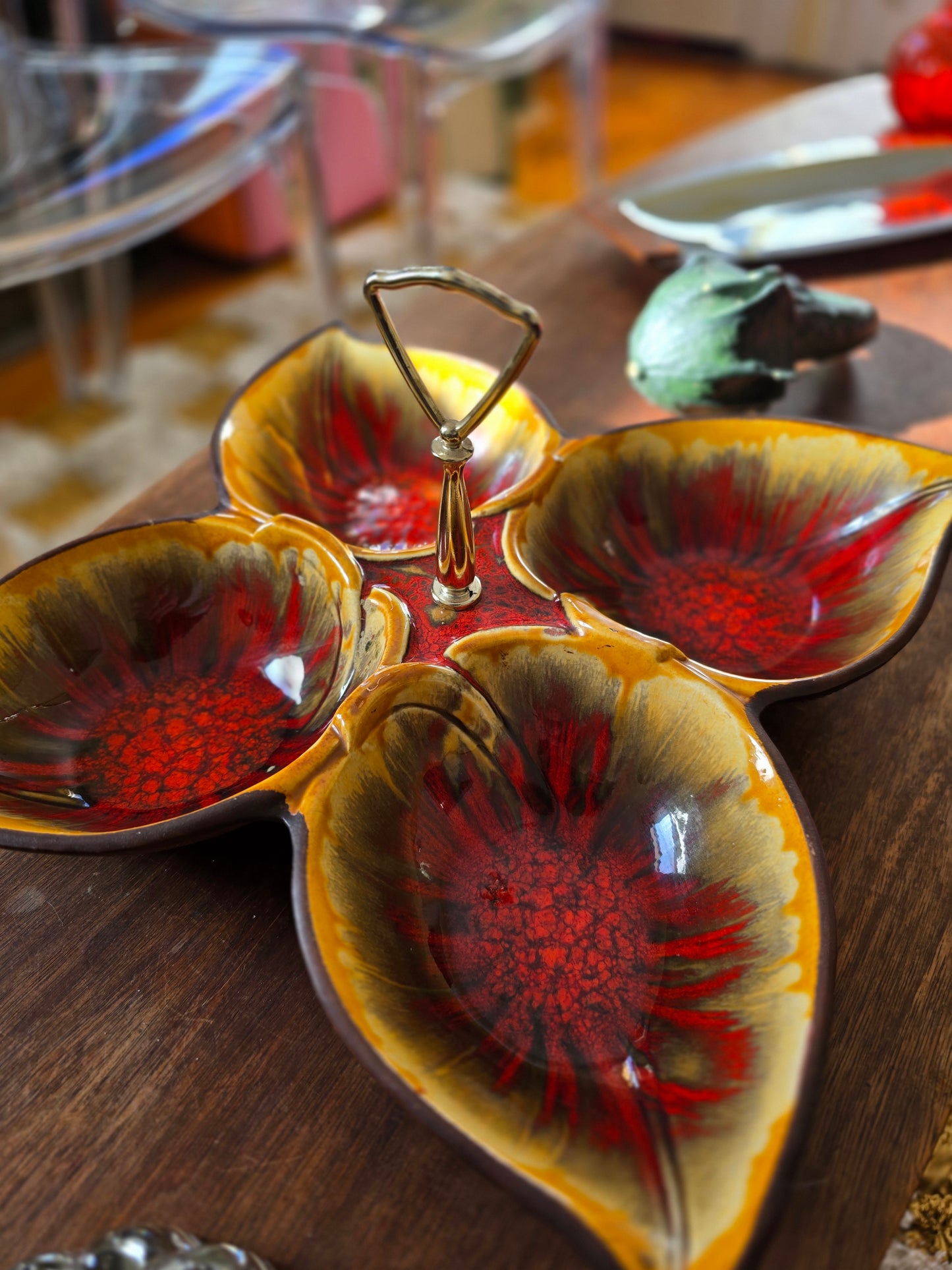 Vintage Mid-century Modern California Pottery Divided Serving Platter