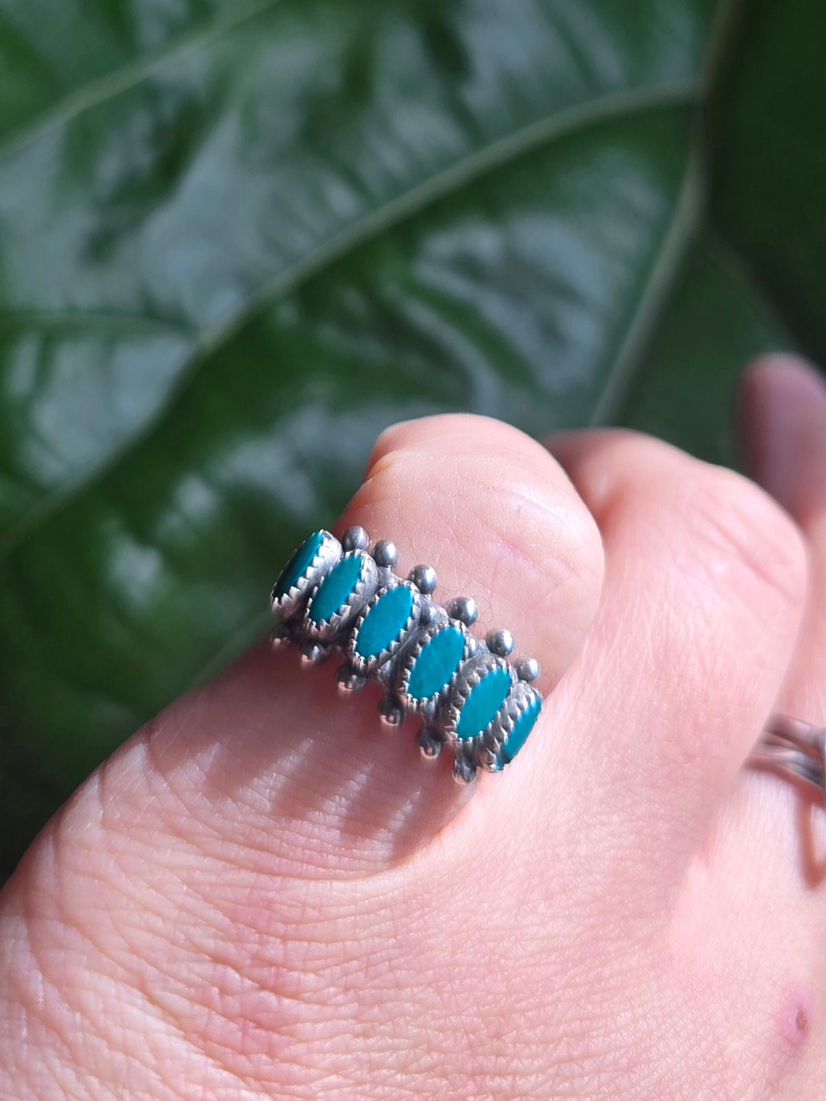 Zuni Native American Sterling Silver and Needlepoint Turquoise Ring (as is)