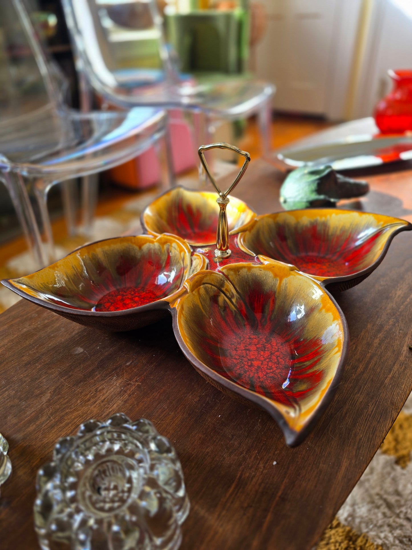 Vintage Mid-century Modern California Pottery Divided Serving Platter