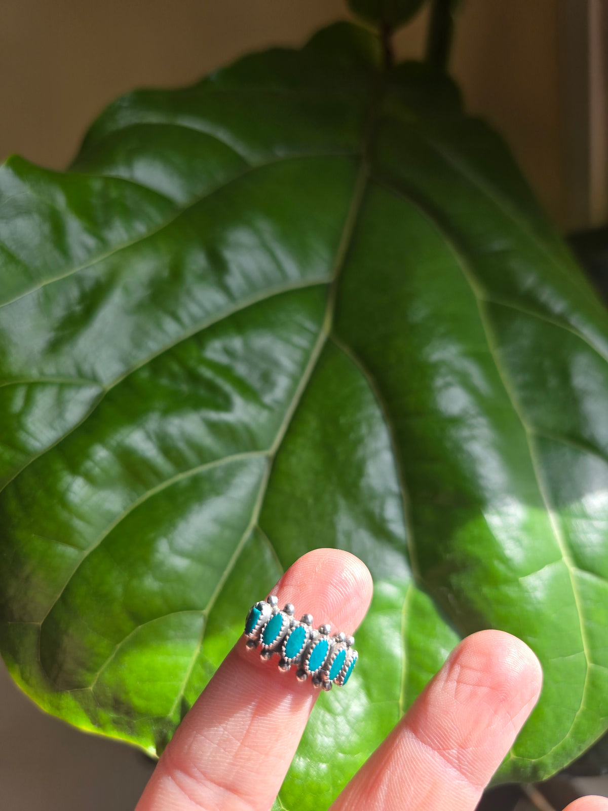 Zuni Native American Sterling Silver and Needlepoint Turquoise Ring (as is)