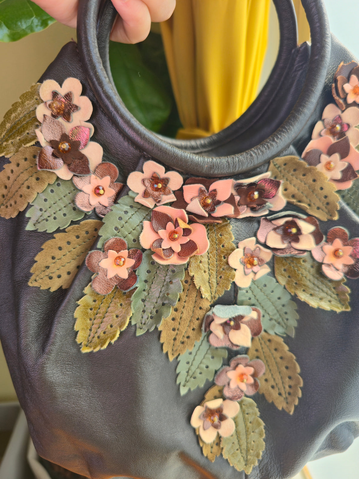 Braccialini Italy Floral Leather Bag